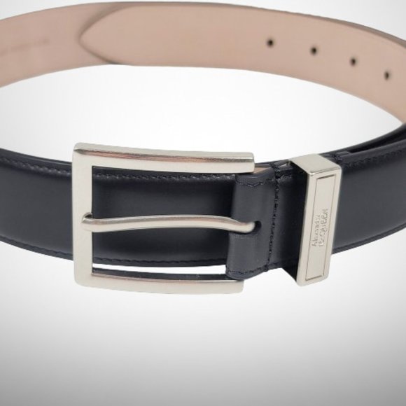 ALEXANDER MCQUEEN Men's The Silver Tone Buckle Belt in Black Calfskin Leather - Picture 2 of 6